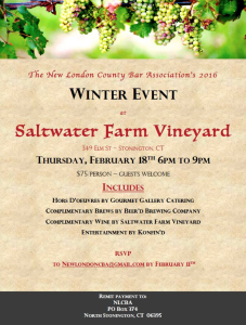 Join the NLCBA for our 2016 Winter Event at Saltwater Farm Vineyard!